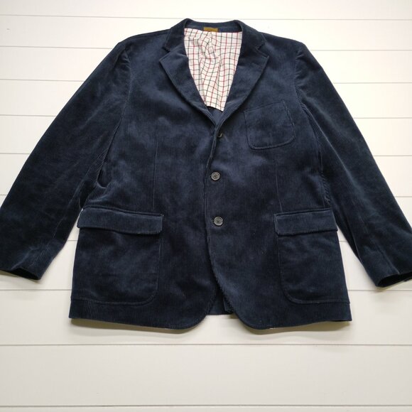 Brooks Brothers Navy Corduroy Blazer Regent Fit Elbow Patches Ivy Classic 46R - Picture 2 of 14